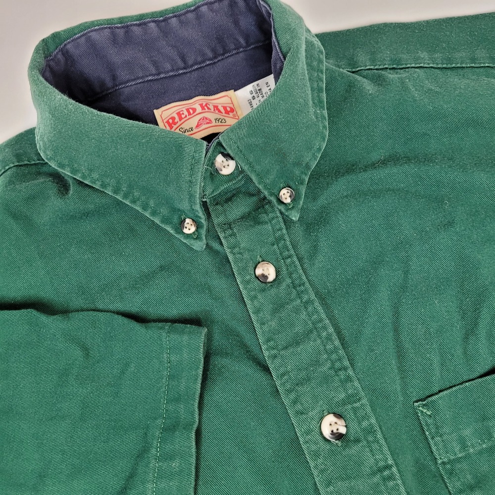 Red Kap Button Down Shirt Mens XL Green Short Sleeve Cotton SC64NG3